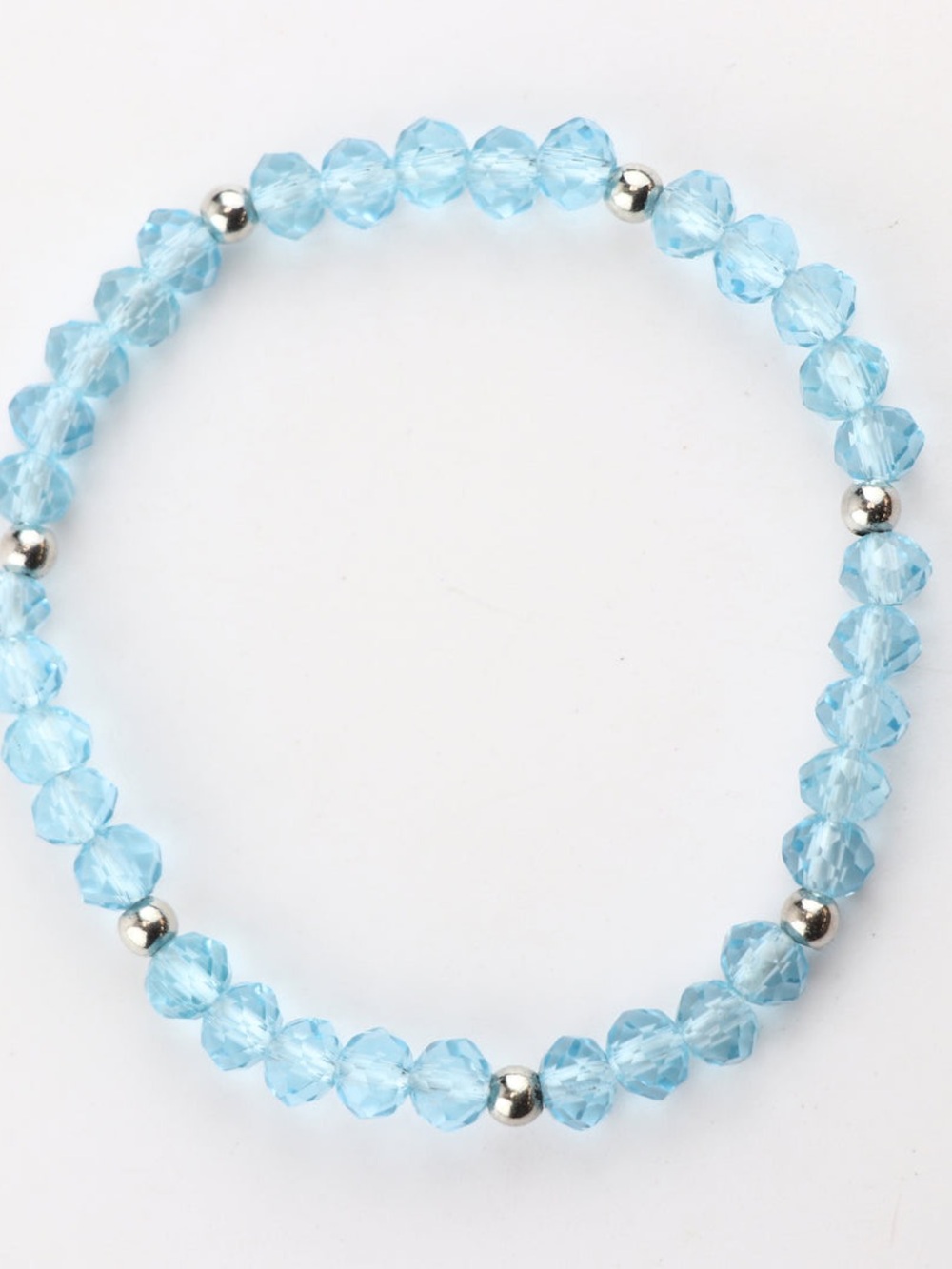 Light Blue Faceted crystals Bead Stretch Bracelet -
